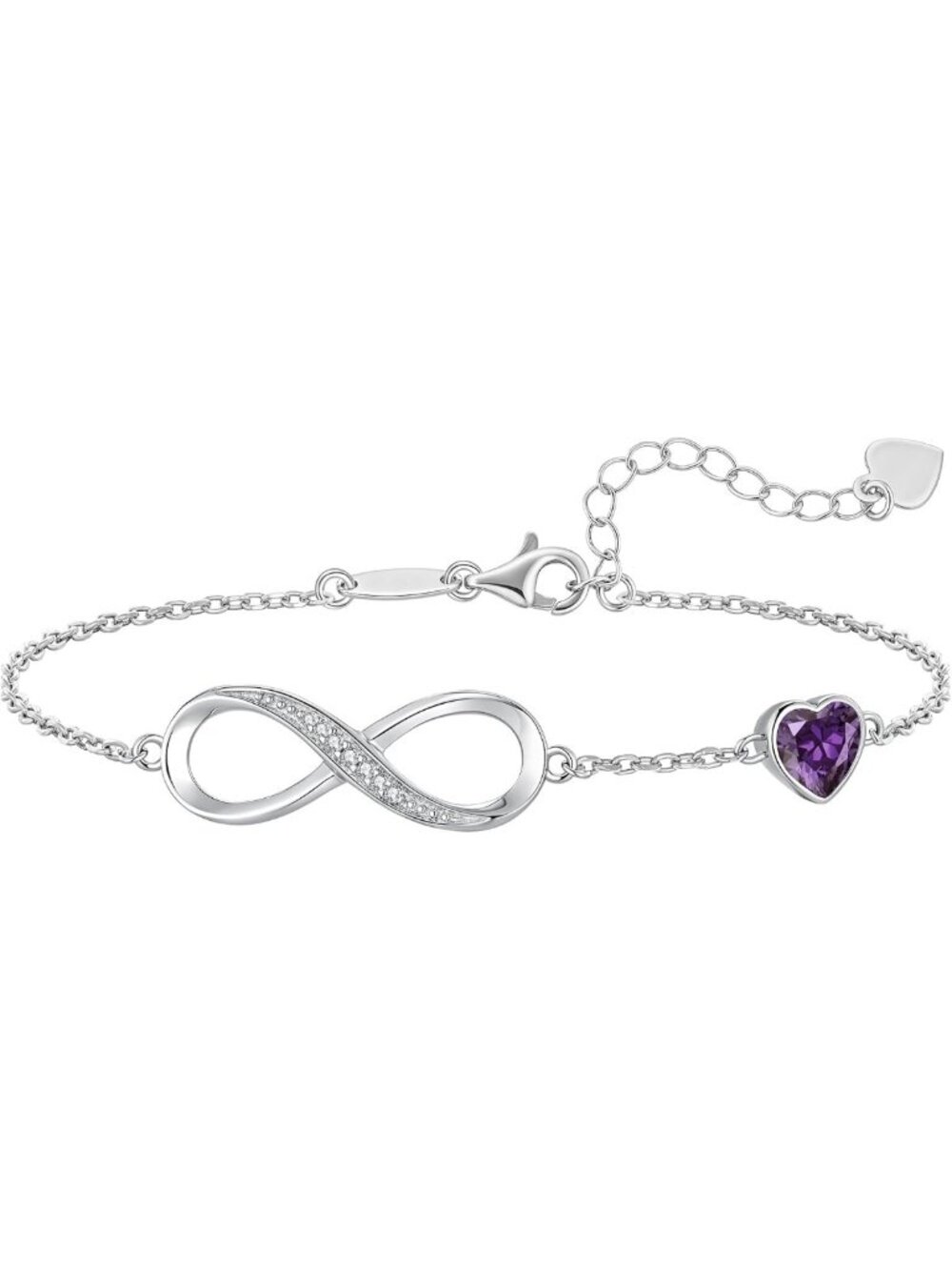 925 Sterling Silver Infinity Birthstone Bracelet - Elegant Jewelry Gift for Her